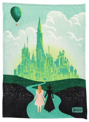 Franco Collectibles Wicked Elphaba and Glinda Bedding Überwurf, superweich, gemütlich, 117 x 152 cm, offizielles Lizenzprodukt