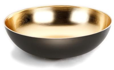 Inge-glas Deko Schale 30cm Kunststoff - Dekoschüssel zum Befüllen und Dekorieren - Tischdeko Kerzenschale Servierschale - Schüssel Schwarz Gold