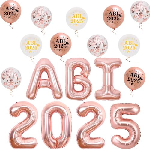JOYMEMO Klasse von 2025 Glückwünsche Ballons Dekoration für High School Studenten, 2025 ABI Rosa Gold Grad Party Luftballons, ABI 2025 Graduation Ballons Fotografie Hintergrund Party Supplies