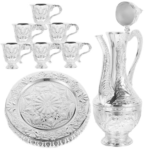 HOLIDYOYO Teiere in Metallo Stile Vintage Teiere Turche Tazze Delicate Per Vino Caldo o Freddo Servire Bevande in Casa Regalo Per Occasioni Speciali