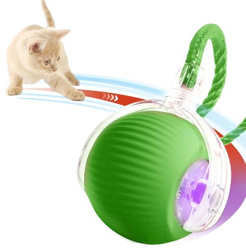 Xaoqin Smart Moving Cat Ball Toy - 360° Interactive Cat Toy for Indoor Cats, Upgraded Automatic Kitten & Adult Cat Toys - Gift for Cats (1 Green)