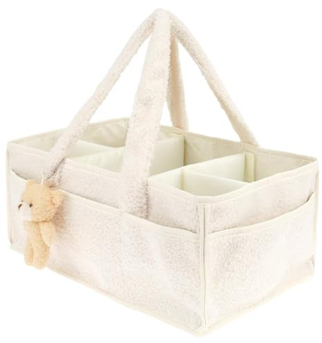 Windel Organizer Caddy Organizer Aufbewahrungskorb Tragbare Geschenk für Babyparty Wickeltisch (Beige)