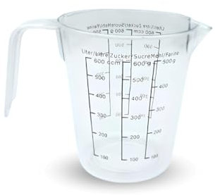 PARENCE.- Válvula dosificadora de plástico 600 ml con mango - Graduaciones litros, azúcar, harina - Aplicación fácil y precisa - No meter en el lavavajillas