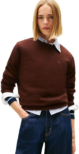 Tommy Jeans Damen Pullover Crew Neck Rundhalsausschnitt, Braun (Rich Brown), L