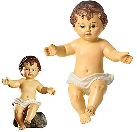 Tktouci Jesus-Baby-Statuen, Jesus-Statue für Kirche, Christliche Jesuskind-Statue Krippe, Baby-Skulptur von Jesus Christus Kindheitsfigur aus Harz mit Weihnachtsmotiv