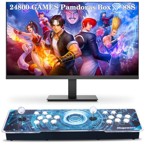 Hugawelo Console de jeu d'arcade 3D, 24800 jeux, WiFi, 720p HD, boîte Pandora 88S pour TV/PC/projecteur