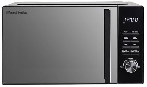Russell Hobbs 23L Flatbed Digital Microwave with 800W Power, 8 Auto-Cook Menus, Defrost Function and Child Lock in Black, RHFM2365B