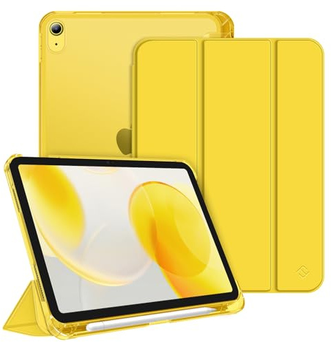 FINTIE Slim Case for iPad A16 11th Generation 11 Inch & 10th Gen 10.9 Inch | Built-in Pencil Holder, Matte Coloured Back Shell, Auto Wake/Sleep, for School or Office, Pumpkin
