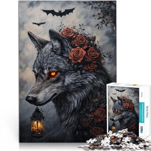 Puzzle 1000 Teile für Erwachsene Anspruchsvoll, Aber lustig und humorvoll Unheilvoller Wolf Die Liebe zwischen Paaren stärken50x70cm