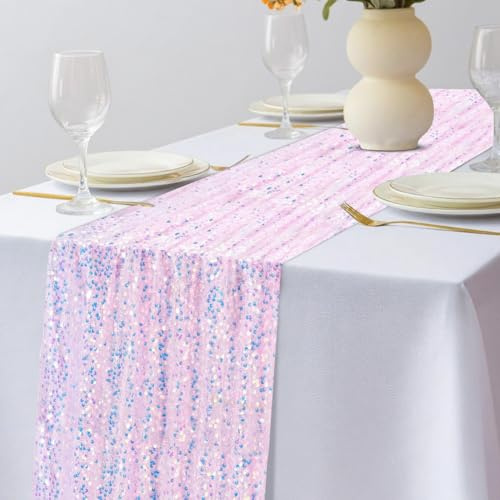 LOMUG Eleganter Tischläufer Aus Papier 63 X 300 cm Mit Glitzer-Effekt – Perfekte Deko Für Themenpartys, Geburtstage, Hochzeiten, Weihnachtsfeiern Und Einschulungen (Lila)
