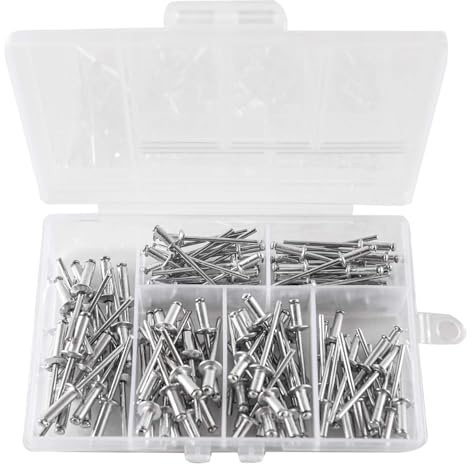 Lot de 120 rivets aveugles en aluminium - Assortiment de rivets pop - Pour pince à riveter aveugle - M3, M4