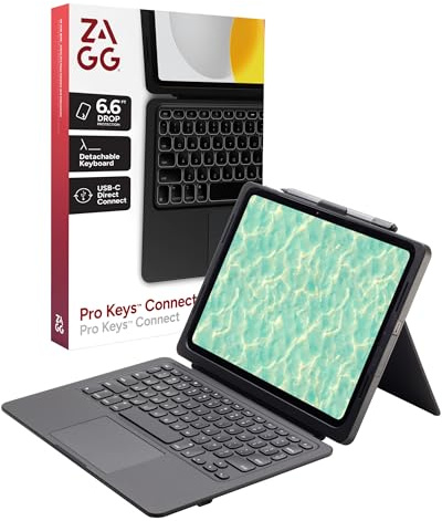 ZAGG Pro Keys Connect iPad Pro 13 (M5)/ (M4) Keyboard Case – USB‑C Direct Connect Keyboard with Trackpad, Detachable Backlit Keys, 6.6 ft Drop Protection, Kickstand & Dual USB‑C Ports, Black