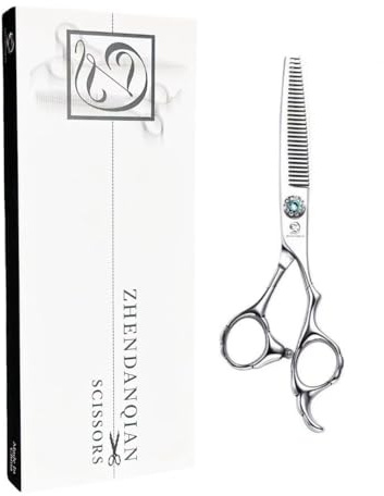 ZHENDANQIAN Professional Hair Thinning Scissors, 6.5CM Stainless Steel Blade, 17CM Total Length, 30 Teeth Texturizing Shears with Noise-Reducing Muffler and Safe Round Tip (V-tooth Scissors)