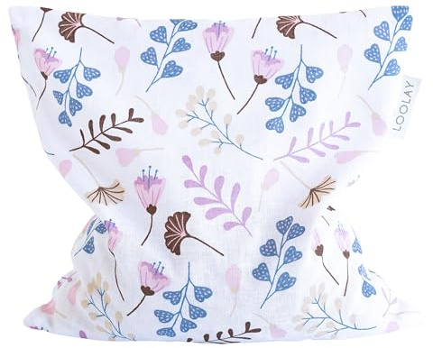 LOOLAY Kirschkernkissen Mikrowelle 20x20 cm – Wärmekissen aus 100% Baumwolle – Kirschkern Kissen Ideal bei Muskelverspannungen oder Menstruationsbeschwerden (blumen rosa)