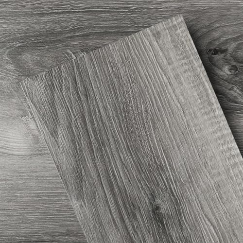 GreenFullHouse Self Adhesive Floor Tiles | Wood Effect Vinyl Floor Plank | Vinyl Flooring | Waterproof for Kitchen Bathroom Living Room, 37 Pieces | 5.02㎡, 6 x 35 inches, Grey Wood