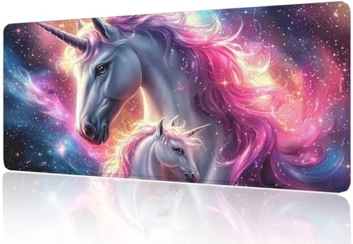 Large Gaming Mouse Pad 700x400mm, Red and White Mouse Mat with Stitched Edge, Waterproof Non-Slip Rubber Base Mousepad, Improved Precision and Speed, Desk Mat Large for Office & Home (Unicorn) M1-955