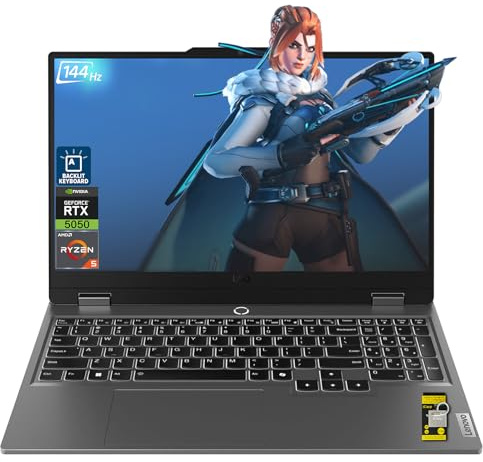 Lenovo LOQ Gaming AI Laptop 15.6 FHD IPS 144Hz (100% sRGB G-SYNC) AMD 6-core Ryzen 5 220 16GB RAM 1TB SSD GeForce RTX 5050 GDDR7 (440 AI Tops) Backlit Nahimic 5MP Privacy Camera Win11 ICP Hub