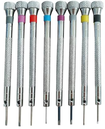 Jeu 8 Tournevis Précision Réparation Montres Lunettes Horloger 0,6mm | Outil ideal opticien, reparation horlogerie, precision petits vis, instrument pro, maillage fin 1,6mm blades acier