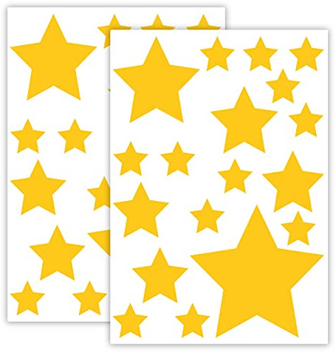 WANDKIND Sternen Set Kinderzimmer 36 Stück Sterne Aufkleber Sternenhimmel zum Kleben Stern Wandtattoo Wandaufkleber Sticker Wanddeko (Gelb)