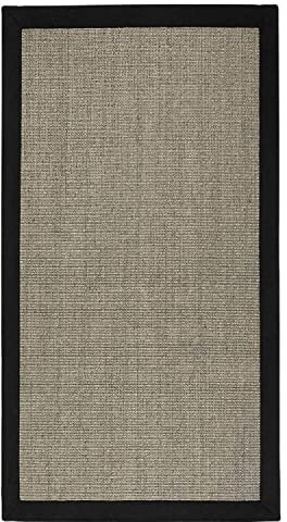 Casa Pura Sisal Teppich Grau für Wohnzimmer, Schlafzimmer, Küche, Esszimmer - Dunkelbraun, Ideal für Katzen, Rutschfest, Waschbar, Kurzflor mit Bordüre, 160 x 230 cm