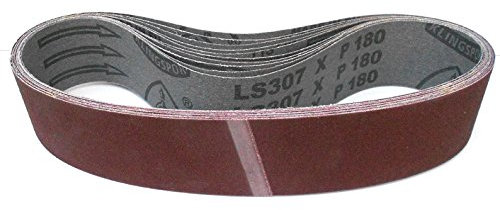 Klingspor Schleifband LS307X – 50 x 686 mm – Körnung P100 – 10 Stück – für Holz & Metall – reißfeste halbflexible Gewebeunterlage – Profi-Schleifbänder für Handbandschleifer