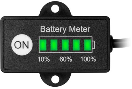 Jayron Mini LED Batterieanzeige DC 12 / 24V Batterie Kraftstoffanzeigen für Golfwagen,Gabelstapler und Batteriebetriebene Geräte(LiFePO4 Batterie)