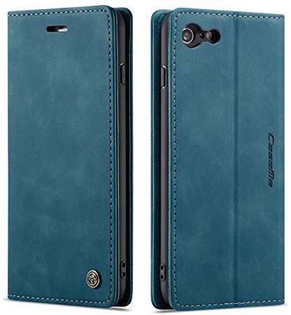 QLTYPRI Case for iPhone 6 Plus 6S Plus, Vintage PU Leather Wallet Case Card Slot Kickstand Magnetic Closure Shockproof Flip Folio Case Cover for iPhone 6 Plus 6S Plus - Blue