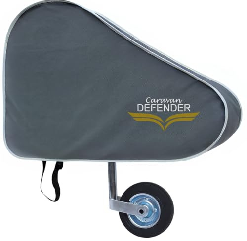 Caravan Defender Tow Hitch Cover | Universal Waterproof Trailer Hitch Protector with Strap – Towing Accessory for Caravans and Trailers (Light/Silver Trim)