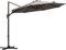 Outsunny 3M Cantilever Parasol, Hanging Garden Umbrella Sun Shade with 360° Rotation, Aluminium Frame, Cross Base, Hand Crank, Grey