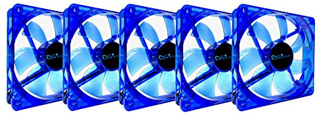 Apevia CF512S-BL 120mm 4pin Molex & 3pin Motherboard Blue Non-LED Silent Case Fan (5-pk)