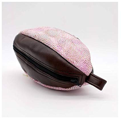 ALL SPORT VINTAGE - Trousse De Toilette Ballon de Rugby - Chocolat Et Rose - Cuir De Vachette - Cousu Main - Marque Française