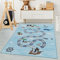 Carpetsale24 Kinderteppich Modern Piraten-Design Blau 140 x 200 cm - Kurzflor Teppich Kinderzimmer Waschbarer Spielteppich Babyteppich für Jungen und Mädchen Extra Weich und Antiallergen Rechteckig