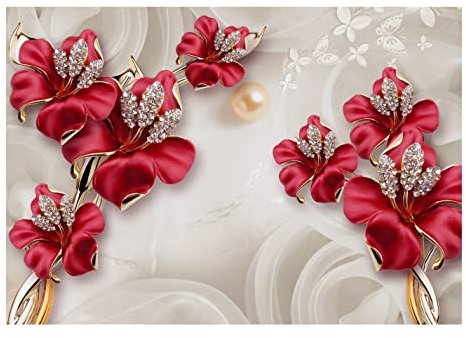 WallArena - Vlies Fototapete Blumen Luxus Abstrakt Rosen 254x184 cm - Fototapeten - Tapeten - für Wohnzimmer Schlafzimmer - Vliestapete Wandtapete Tapete 3D Effekt- inkl. Kleister