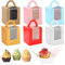 BLLREMIPSUR 24 Stück Einzelne Cupcake-Boxen mit Fenster, Papierschachteln Karton Geschenkboxen, Backwaren-Boxen mit Griffen und Pappeinsätzen, Geschenk-Box für Hochzeit, Geburtstag, Party