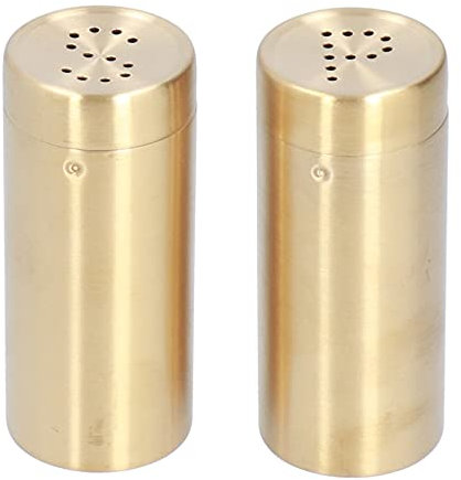 Salt and Pepper Shakers Set, Stainless Steel Salt Shaker Pepper Shaker for Kitchen, RV, Camping, BBQ(Gold)