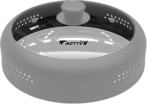EZY ACTIVE Microwave Cover for Food, Silicone and Glass Splatter Guard Lid for 6–7–8–9-10-11-12 inch Plates & Bowls. By. (Gray)