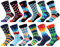 WeciBor Bunt Lustige Herren Socken, 12 Paar Mehrfarbig Geometrisch, Größe 43-46