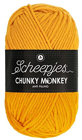 Scheepjes Chunky Monkey Aran Weight Yarn | 100g Ball | Anti-Pilling Acrylic | Soft & Hypoallergenic for Knitting and Crochet Blankets, Toys & Garments (1114 Golden Yellow)