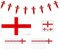 2022 World Cup Decorations Bundle, 1 x England Flag 5ft x 3ft, 1 x England Bunting 33ft with 25 Flags, 10 x England Hand Waving Flag, 10 x England Temporary Tattoo Stickers, Team England Supporter