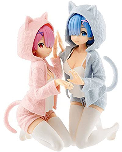 BRADEC Cat-Eared Girl 13cm Ornaments, Ram Rem, Re: Life Zero, Anime Game PVC Figure Models, Otaku Anime Fan Birthday Gift, Adult Collectible Toy, Desk Decoration