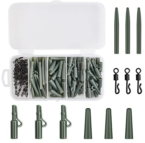 120 Pièces Kit d'Accessoires de Pêche à la Carpe, Contient des Clip de Plomb, Manchons Anti-enchevêtrement, Pivots à Changement Rapide, Carp Fishing Tackle Kit pour Pêche en Plein Air (Vert)