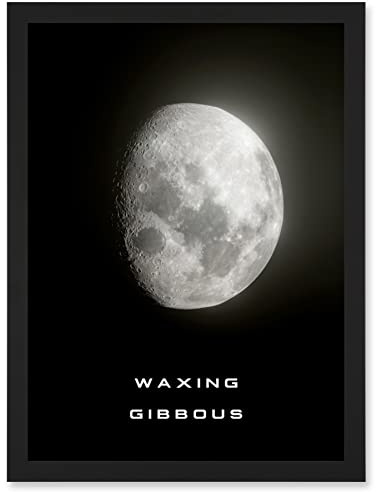 Artery8 Phases of the Moon Astronomy Waxing Gibbous Lunar Space Poster Artwork Framed Wall Art Print A4