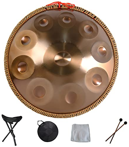 Handpan-Drum-Instrument, Handpan in d-Moll 9 10 12 14 Noten 22 In Stahl-Handtrommel mit weicher Handpan-Tasche, 2 Handpan-Schlägeln, Ständer, harmonischer Percussion für Klangheilung
