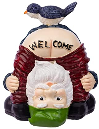 Aopek Garden Gnomes Outdoor Funny Welcome Gnomes Statue Garden Gnome Figurine for Lawn Patio Yard Decoration Christmas Gifts