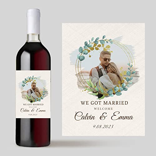 20 etichette adesive personalizzate per vino, per matrimoni, per aggiungere la tua foto, caramelle e regali per bottiglie (2,9 x 12,7 cm)
