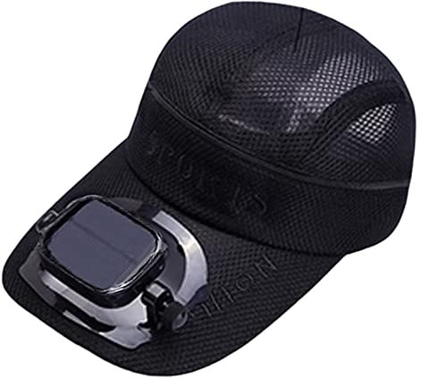 Baseballkappe, eingebauter Ventilator + USB-Dual-Netzteil, verstellbare Windgeschwindigkeit und -richtung, 24 Stunden Kühlung, ideal für Golf, Angeln, Reisen, Schwarz , Einheitsgröße