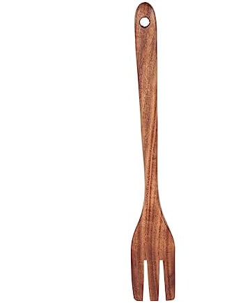 UPKOCH Smooth Wooden Kitchen Utensil Long Handle Fork - Brown Wood Fork for Salad, Pasta, and Cooking - 8.86 Inch