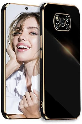 POUHYE Funda para Xiaomi Poco X3 Pro/Poco X3 NFC/Poco X3 Carcasa Silicona, Protección Cámara Ultra Fina Galvanizado Suave TPU Antigolpes Móvil Case Xiaomi Poco X3 Pro/Poco X3 NFC/Poco X3 Negro