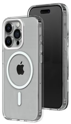 RhinoShield Clear Case kompatibel mit MagSafe für [iPhone 15 Pro]|Überragende Magnetstärke, Vergilbungsresistenz, Kristallklar, optimaler Schutz und personalisierbar - Weiß Kamera-Ring
