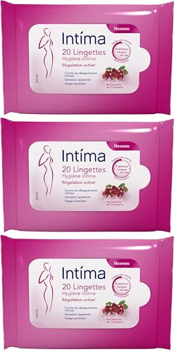 Intima - 20 Lingettes Hygiène Intime - Cranberry - Fraîcheur et anti-désagrément intime (Lot de 3)